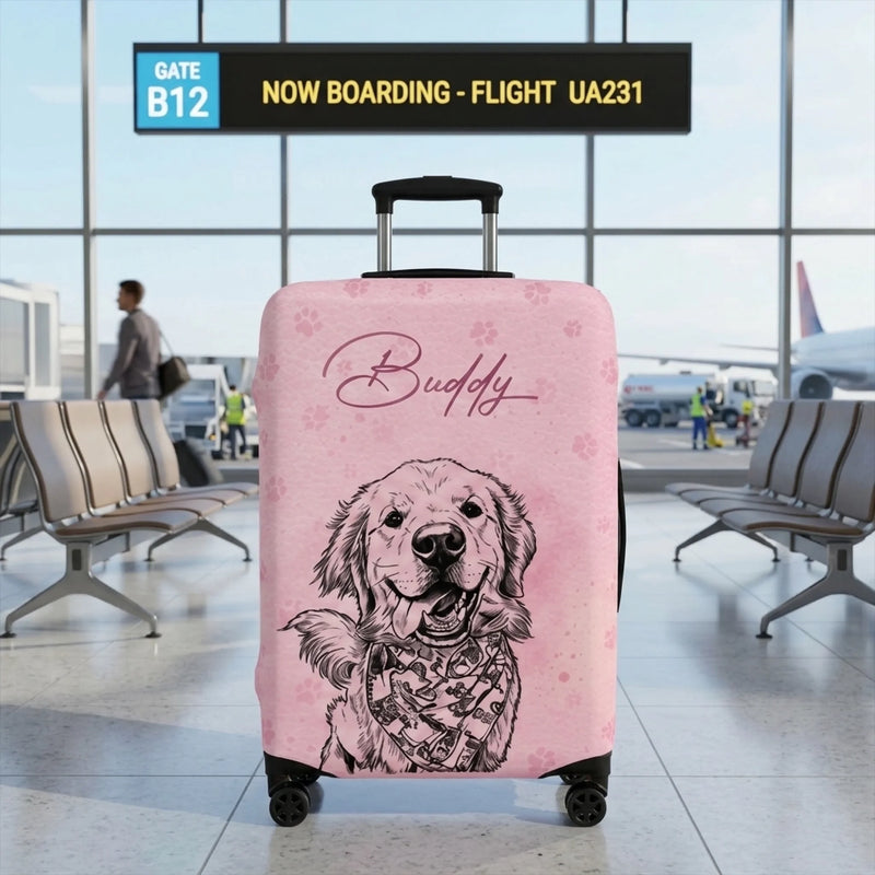 Custom Photo Luggage Cover - Personalized Summer Vacation And Travel Gifts For Dog Cat Lovers, Dog Dad And Mom, Cat Owners - My Favorite Travel Partner