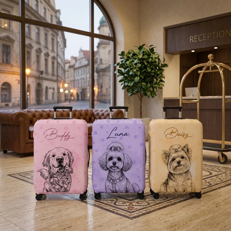 Custom Photo Luggage Cover - Personalized Summer Vacation And Travel Gifts For Dog Cat Lovers, Dog Dad And Mom, Cat Owners - My Favorite Travel Partner