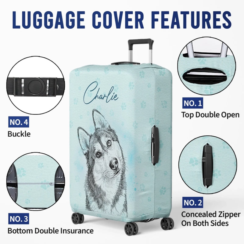 Custom Photo Luggage Cover - Personalized Summer Vacation And Travel Gifts For Dog Cat Lovers, Dog Dad And Mom, Cat Owners - My Favorite Travel Partner