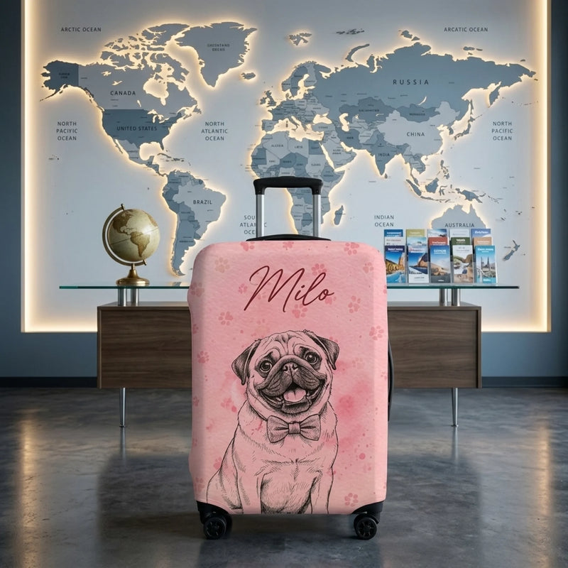 Custom Photo Luggage Cover - Personalized Summer Vacation And Travel Gifts For Dog Cat Lovers, Dog Dad And Mom, Cat Owners - My Favorite Travel Partner