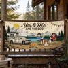 Custom Outdoor Banner - Personalized Camping Gifts For Campers, Husband And Wife, Him And Her, Dog Lovers, Dog Dad And Mom - Love Travels With Us