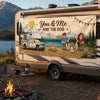 Custom Outdoor Banner - Personalized Camping Gifts For Campers, Husband And Wife, Him And Her, Dog Lovers, Dog Dad And Mom - Love Travels With Us