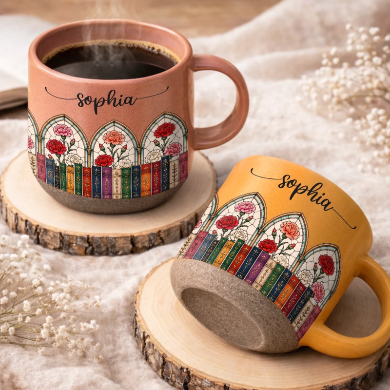Custom Pottery Mug - Personalized Bookish Gifts For Book Lovers, Bookworms, Readers - Bloom Through Books