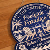 Custom Poolside Wood Sign - Personalized Summer Vacation And Travel Gifts For Mom, Dad, Brother, Sister, Kids - Making Splash Memories