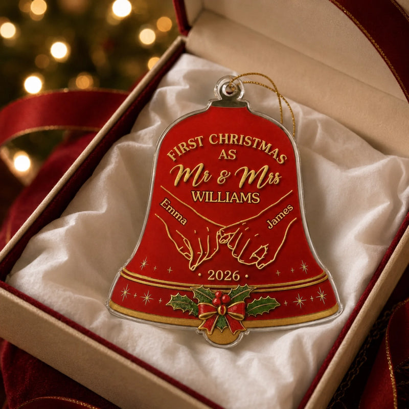 Custom Acrylic Ornament - Personalized Anniversary Christmas Wedding Gifts For Husband And Wife, Him And Her - Together Under The Christmas Bells
