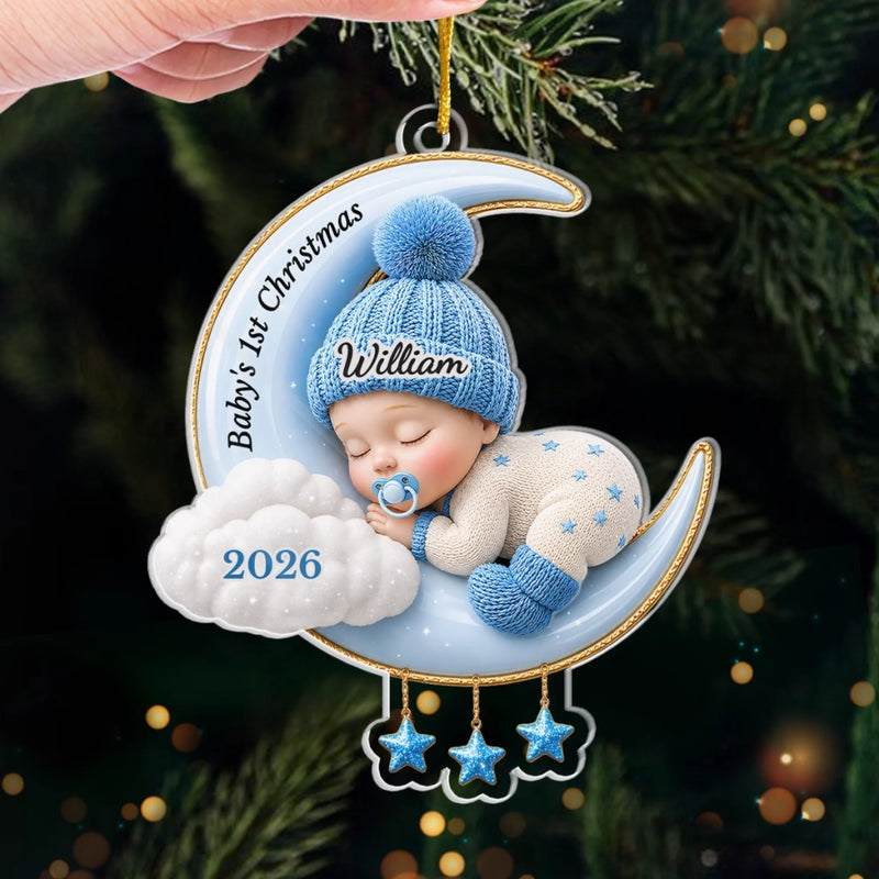 Custom Acrylic Ornament - Personalized Baby Shower, Gender Reveal Gifts For New Moms, New Dads, New Parents - Tiny Miracle Arrived