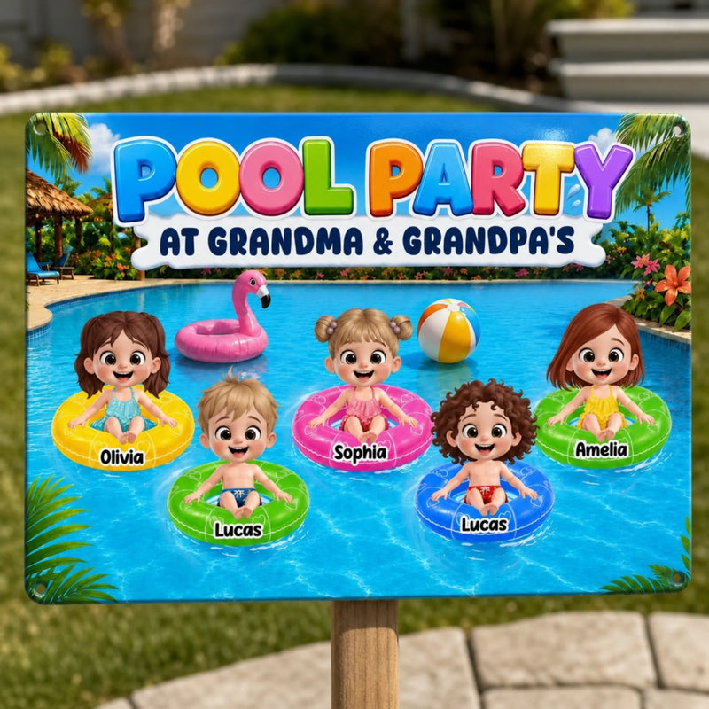 Custom Poolside Home Decor Metal Sign - Personalized Summer Vacation And Travel, Poolside Gifts For Grandma, Grandpa - Pool Days With Grandkids