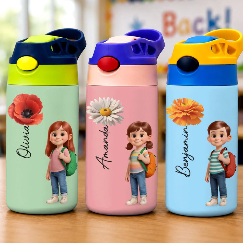 Custom Kids Insulated Water Bottle - Personalized Back To School Gifts For Kids - Big Dreams Start