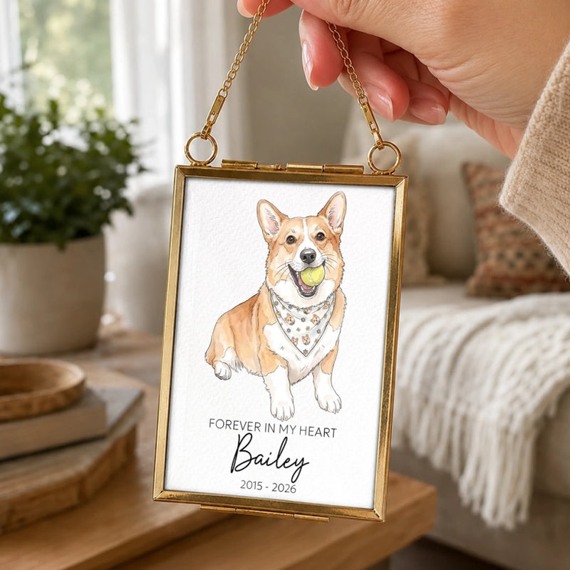 Custom Photo Frame Ornament - Personalized Pet Memorial Sympathy Gifts For Dogs, Cats - Forever Loved Forever Missed