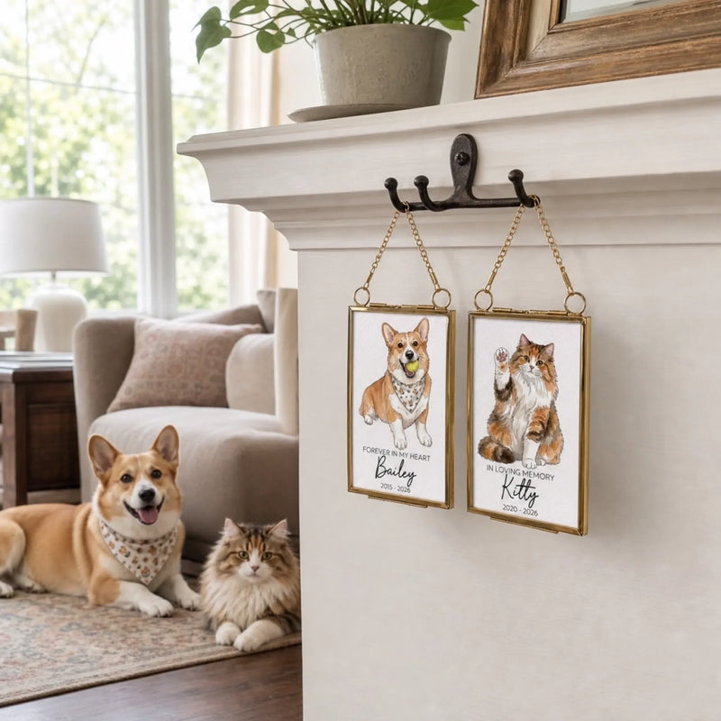 Custom Photo Frame Ornament - Personalized Pet Memorial Sympathy Gifts For Dogs, Cats - Forever Loved Forever Missed