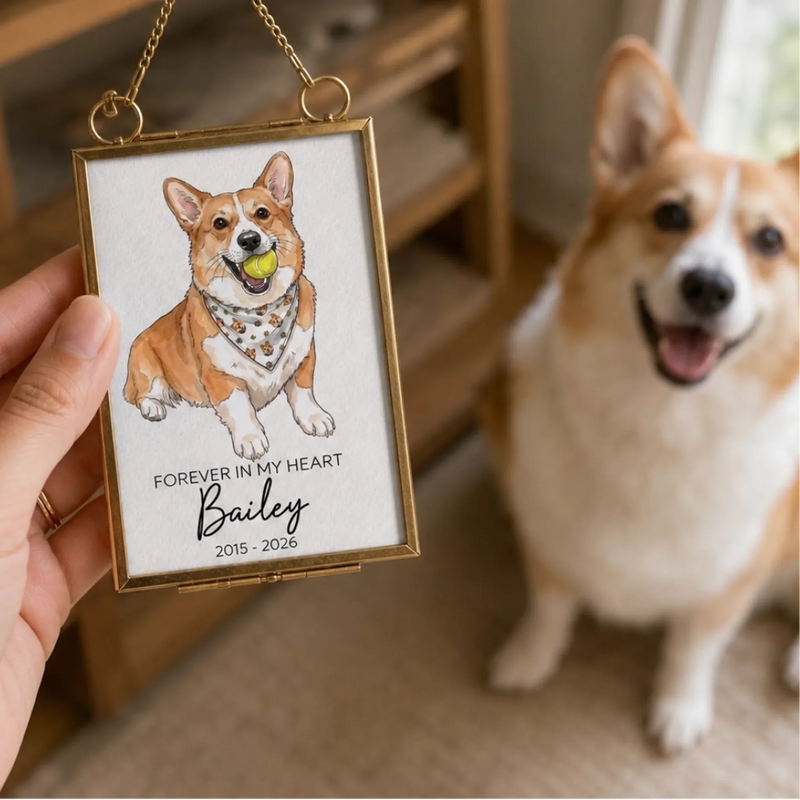 Custom Photo Frame Ornament - Personalized Pet Memorial Sympathy Gifts For Dogs, Cats - Forever Loved Forever Missed