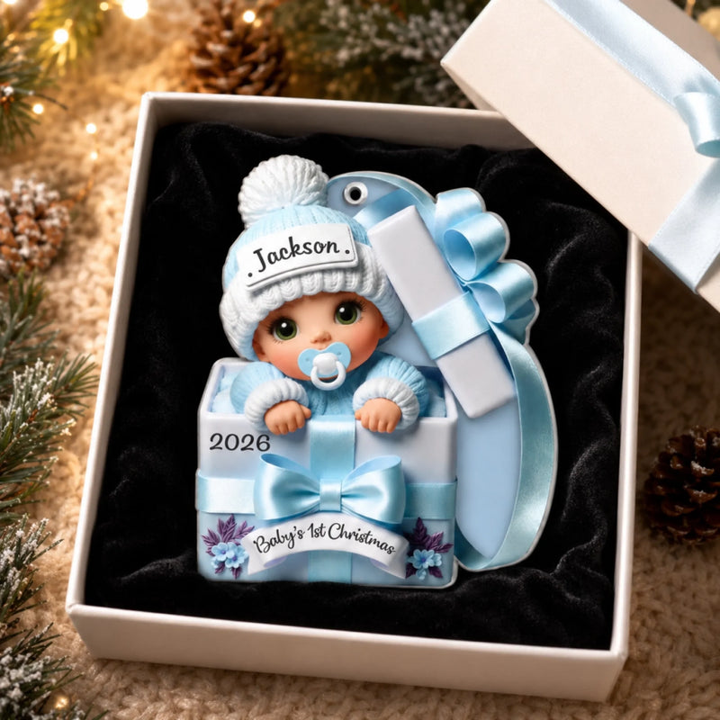 Custom Acrylic Ornament - Personalized Christmas Baby Shower, Gender Reveal Gifts For New Moms, New Dads, New Parents - Our Little Bundle's First Holiday Season