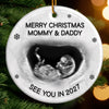 Custom Photo Ceramic Ornament - Personalized Christmas Baby Shower, Gender Reveal Gifts For New Moms, New Dads, New Parents - A Little Elf Arriving Soon