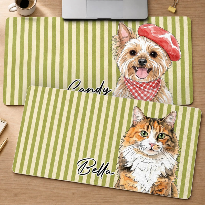 Custom Photo Desk Mat - Personalized Birthday Gifts For Dog Cat Lovers, Dog Dad And Mom, Cat Owners - Just Serving My Furry Boss