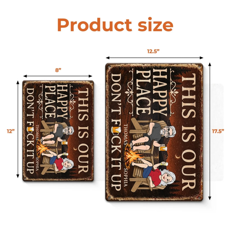 Custom Home Decor Metal Sign - Personalized  Summer Vacation And Travel Gifts For Husband And Wife, Him And Her - Campfire, Drinks And My Person