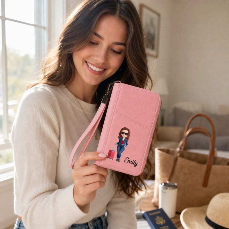 Custom Passport Holder Wallet - Personalized Summer Vacation And Travel Gifts For Women, Men - Adventure Starts Now