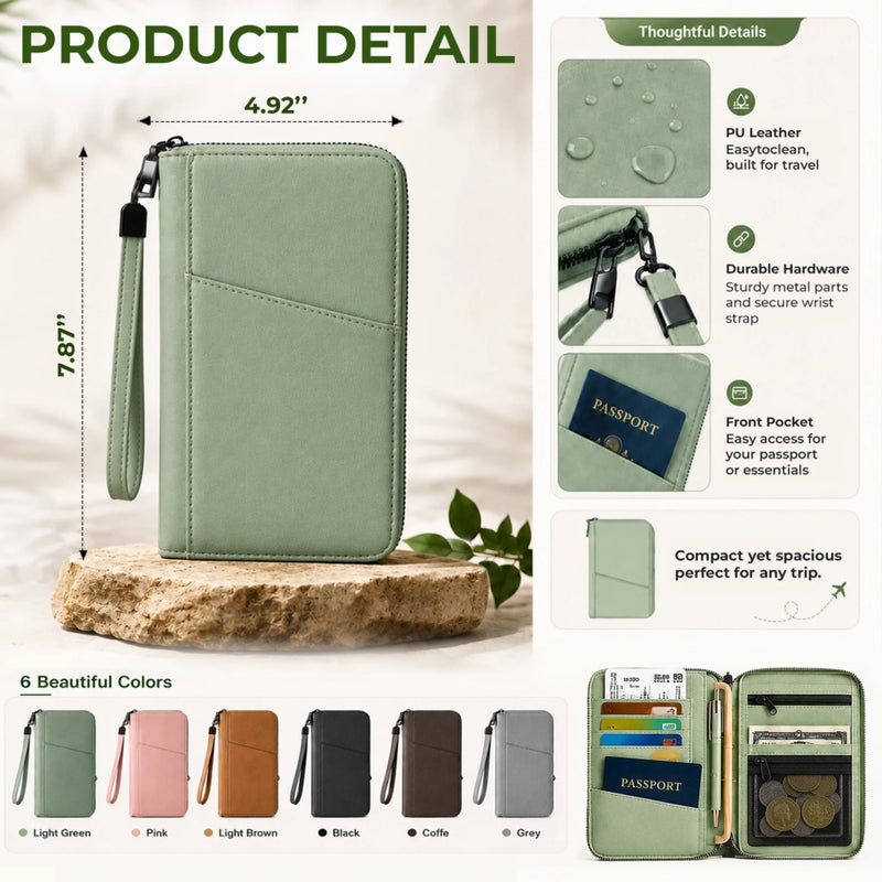 Custom Passport Holder Wallet - Personalized Summer Vacation And Travel Gifts For Women, Men - Adventure Starts Now
