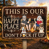 Custom Home Decor Metal Sign - Personalized  Anniversary Wedding Camping Gifts For Campers, Husband And Wife, Dog Cat Lovers - Campfires, Drinks And Furry Chaos