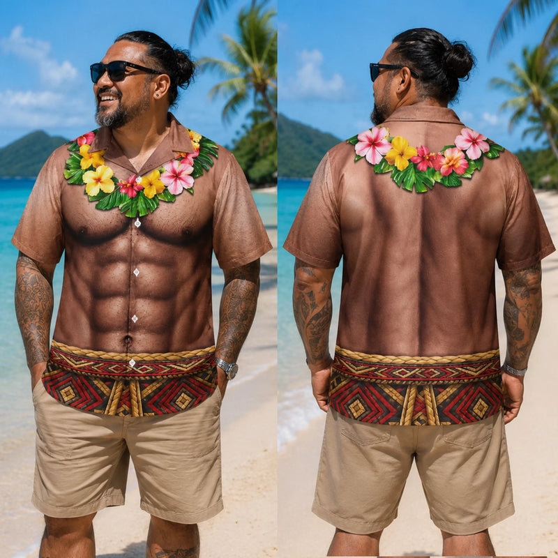 Custom Funny Unisex Tropical Hawaiian Aloha Shirt - Personalized Summer Vacation And Travel Gifts For Men - Abs On Demand
