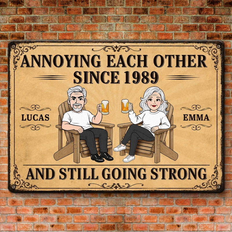 Custom Home Decor Metal Sign - Personalized  Anniversary Wedding Gifts For Husband And Wife, Him And Her - Aging Like Fine Wine Together