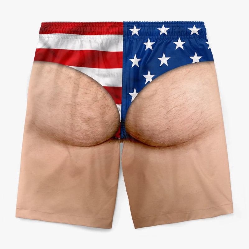 Custom Funny Patriotic Men Swim Trunks - Personalized Summer Vacation And Travel Gifts For Men - Looking Beach Ready