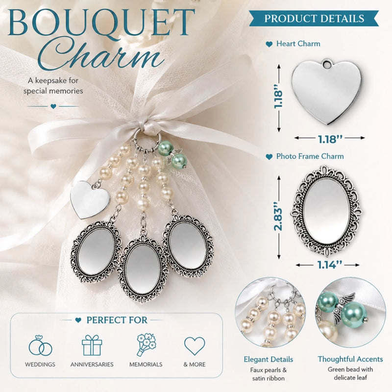 Custom Photo Bouquet Charm - Personalized Memorial Sympathy Gifts For Brides - Carrying Your Love With Me