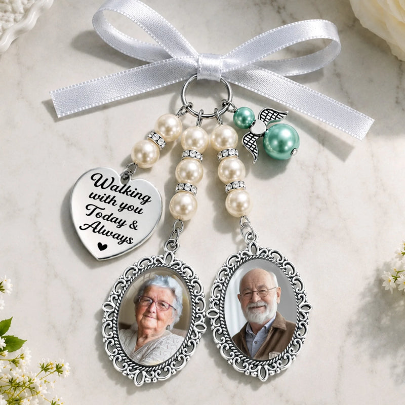 Custom Photo Bouquet Charm - Personalized Memorial Sympathy Gifts For Brides - Carrying Your Love With Me