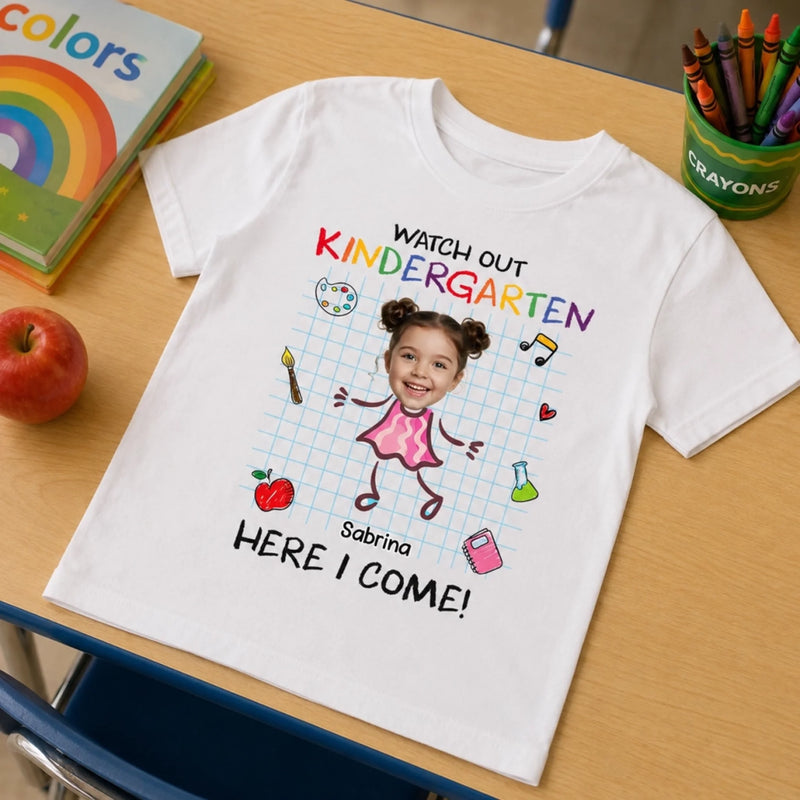 Custom Youth T-shirt - Personalized Back To School Gift For Kids - Watch Out, Kindergarten