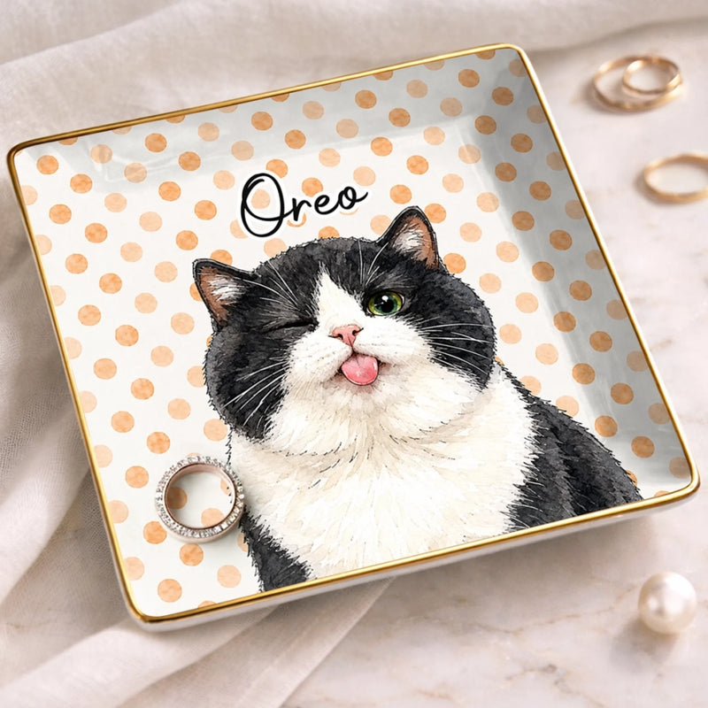 Custom Photo Full-Print Jewelry Dish - Personalized Birthday Gifts For Dog Cat Lovers, Dog Dad And Mom, Cat Owners - Daily Dose Of Pet Cuteness