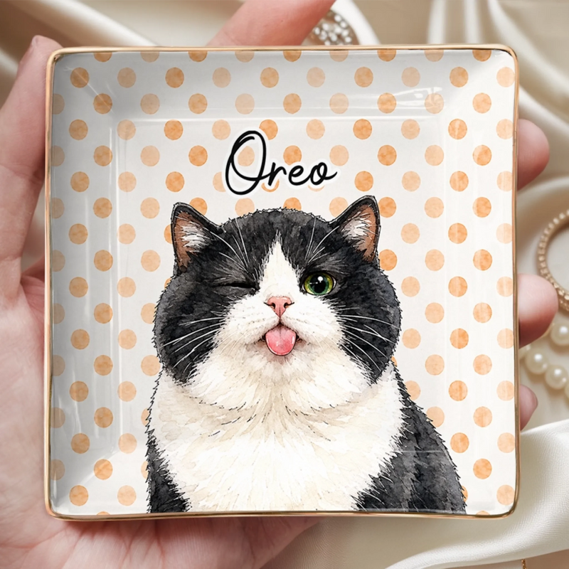 Custom Photo Full-Print Jewelry Dish - Personalized Birthday Gifts For Dog Cat Lovers, Dog Dad And Mom, Cat Owners - Daily Dose Of Pet Cuteness