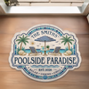 Custom Poolside Shaped Doormat - Personalized Summer Vacation And Travel Gifts For Mom, Dad, Brother, Sister - Welcome To Paradise