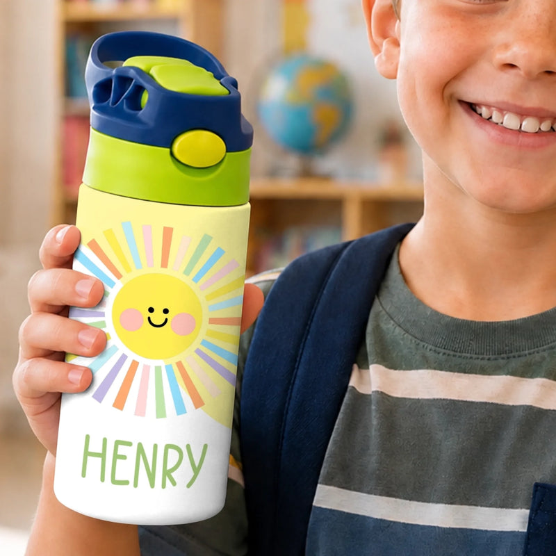 Custom Kids Insulated Water Bottle - Personalized Back To School Gifts For Kids - Explore The World