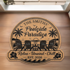 Custom Poolside Shaped Doormat - Personalized Summer Vacation And Travel Gifts For Mom, Dad, Brother, Sister - Our Happy Place