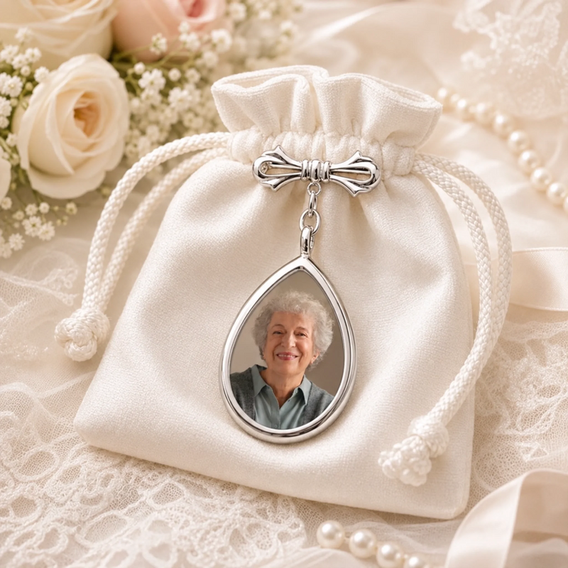 Custom Photo Teardrop Pin - Personalized Memorial Sympathy Gifts For Grooms - Carried In My Heart Always