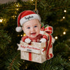 Custom Photo First Christmas Acrylic Ornament - Personalized Christmas Baby Shower, Gender Reveal Gifts For New Moms, New Dads, New Parents - Little Feet Big Blessing