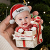 Custom Photo First Christmas Acrylic Ornament - Personalized Christmas Baby Shower, Gender Reveal Gifts For New Moms, New Dads, New Parents - Little Feet Big Blessing