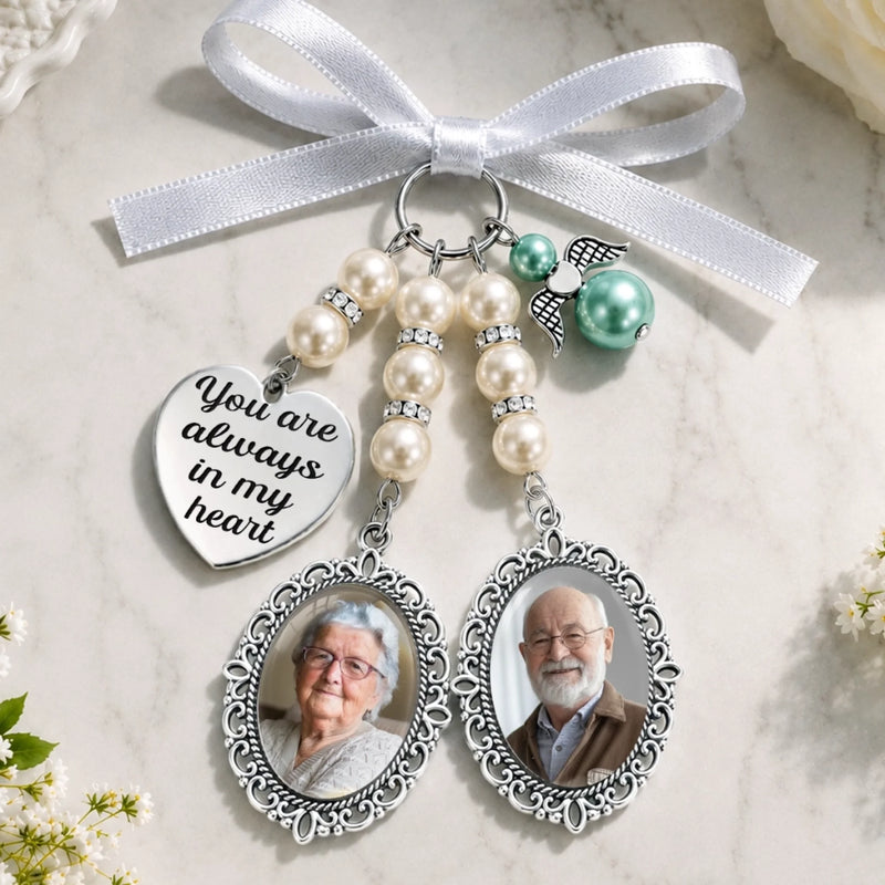 Custom Photo Bouquet Charm - Personalized Memorial Sympathy Gifts For Brides - In Loving Memory