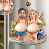 Custom Photo Dual Squishy Belly Magnet – Personalized Summer Vacation And Travel Gifts For Husband And Wife, Him And Her - Living Our Best Beach Life
