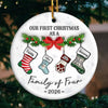 Our First Christmas As A Family Is A Beautiful Beginning - Family Personalized Custom 3D Inflated Effect Printed Ornament - Ceramic Round Shaped - Christmas Gift For Family Members