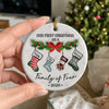 Our First Christmas As A Family Is A Beautiful Beginning - Family Personalized Custom 3D Inflated Effect Printed Ornament - Ceramic Round Shaped - Christmas Gift For Family Members