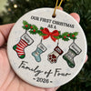 Our First Christmas As A Family Is A Beautiful Beginning - Family Personalized Custom 3D Inflated Effect Printed Ornament - Ceramic Round Shaped - Christmas Gift For Family Members