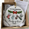 Our First Christmas As A Family Is A Beautiful Beginning - Family Personalized Custom 3D Inflated Effect Printed Ornament - Ceramic Round Shaped - Christmas Gift For Family Members