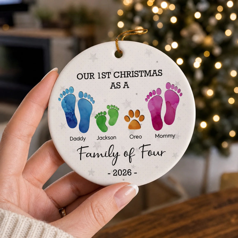 Custom Family First Christmas Gifts - Personalized Ceramic Ornament