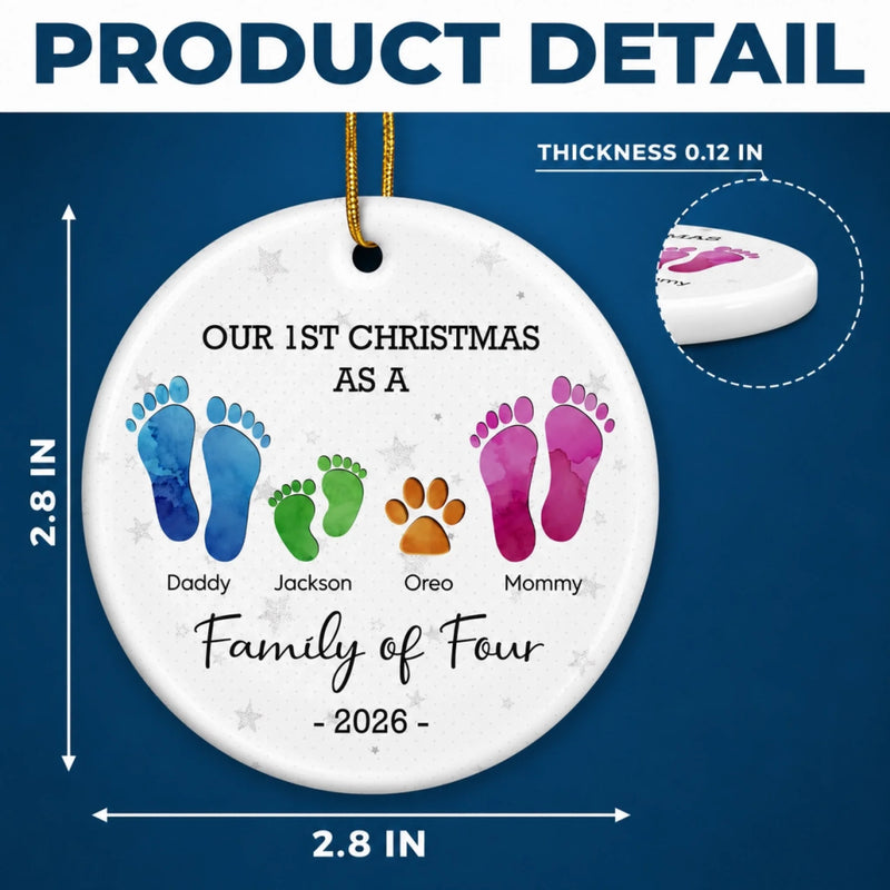 Every Christmas Together Is A New Chapter - Family Personalized Custom Ornament - Ceramic Round Shaped - Christmas Gift For Family Members, First Christmas