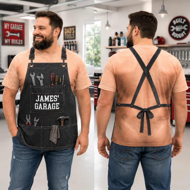 Custom Mechanic T-shirt - Personalized Grilling Gifts For Husband, Son, Grandson, Yourself - Built In The Garage