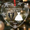 Custom Heart, Round Glass Ornament - Personalized Anniversary Christmas Wedding Gifts For Husband And Wife, Him And Her - Our First Christmas As Mr & Mrs