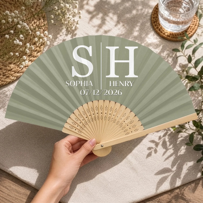 Custom Bamboo Hand Fan - Personalized Anniversary Wedding Gifts For Husband And Wife, Him And Her - Cherishing Every Single Moment Together