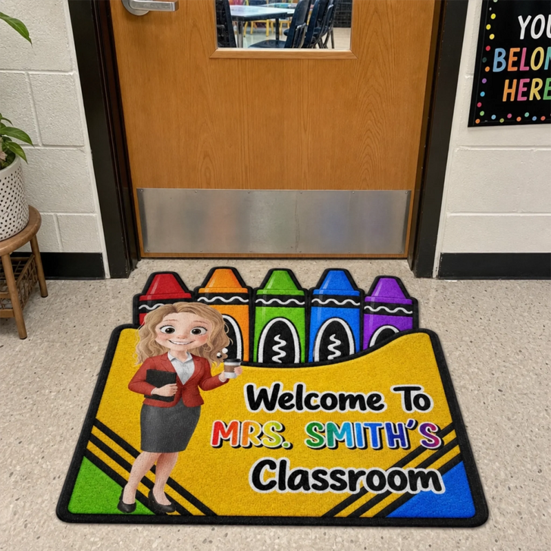Custom Classroom Decor Shaped Doormat - Personalized Back To School Gifts For Teachers - Teaching Makes A Difference