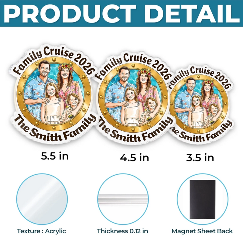 Custom Photo Cruise Ship Door Magnet - Personalized Summer Vacation And Travel Gifts For Mom, Dad, Brother, Sister - Cruising Together