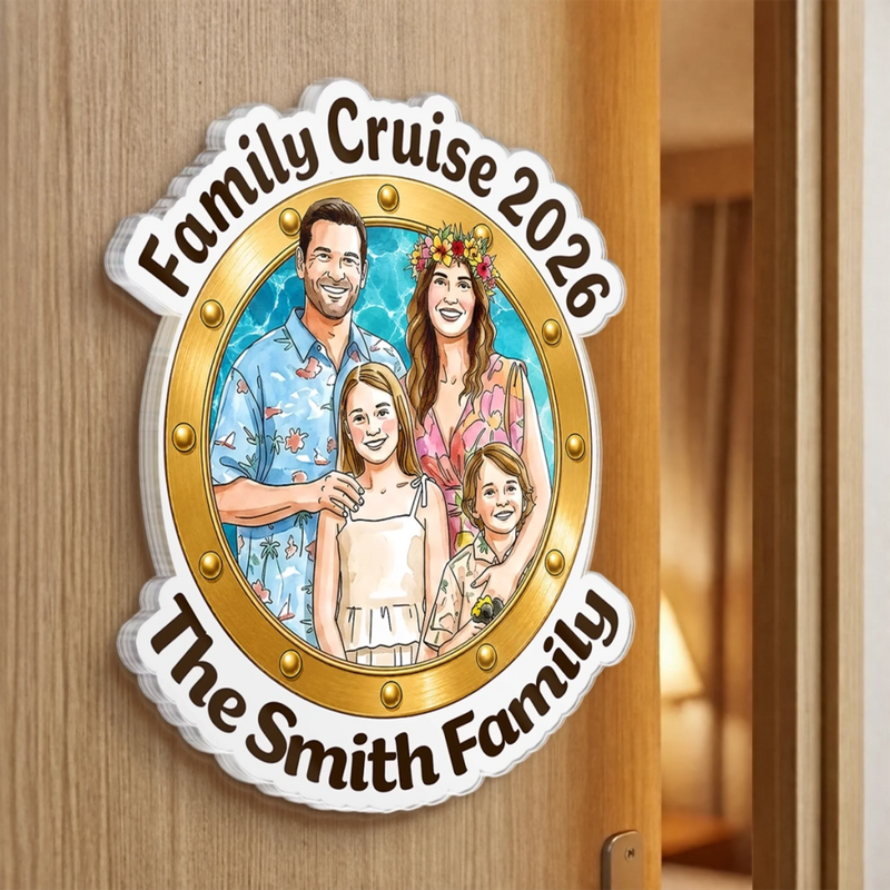 Custom Photo Cruise Ship Door Magnet - Personalized Summer Vacation And Travel Gifts For Mom, Dad, Brother, Sister - Cruising Together